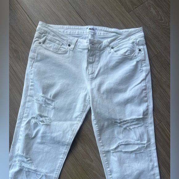 PAIGE White Distressed Ankle Jeans - Picture 5 of 5